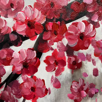 BUYARTVIEW Cherry Blossom Serenity – Horizontal Cherry Blossom Landscape Painting - image 3