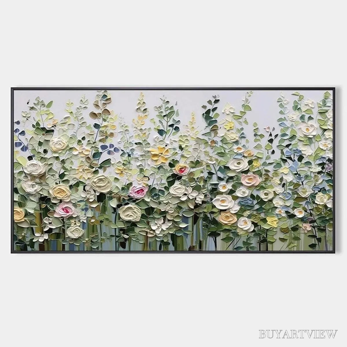 BUYARTVIEW Spring Meadow – Textured Impasto Floral Meadow Painting - image 1
