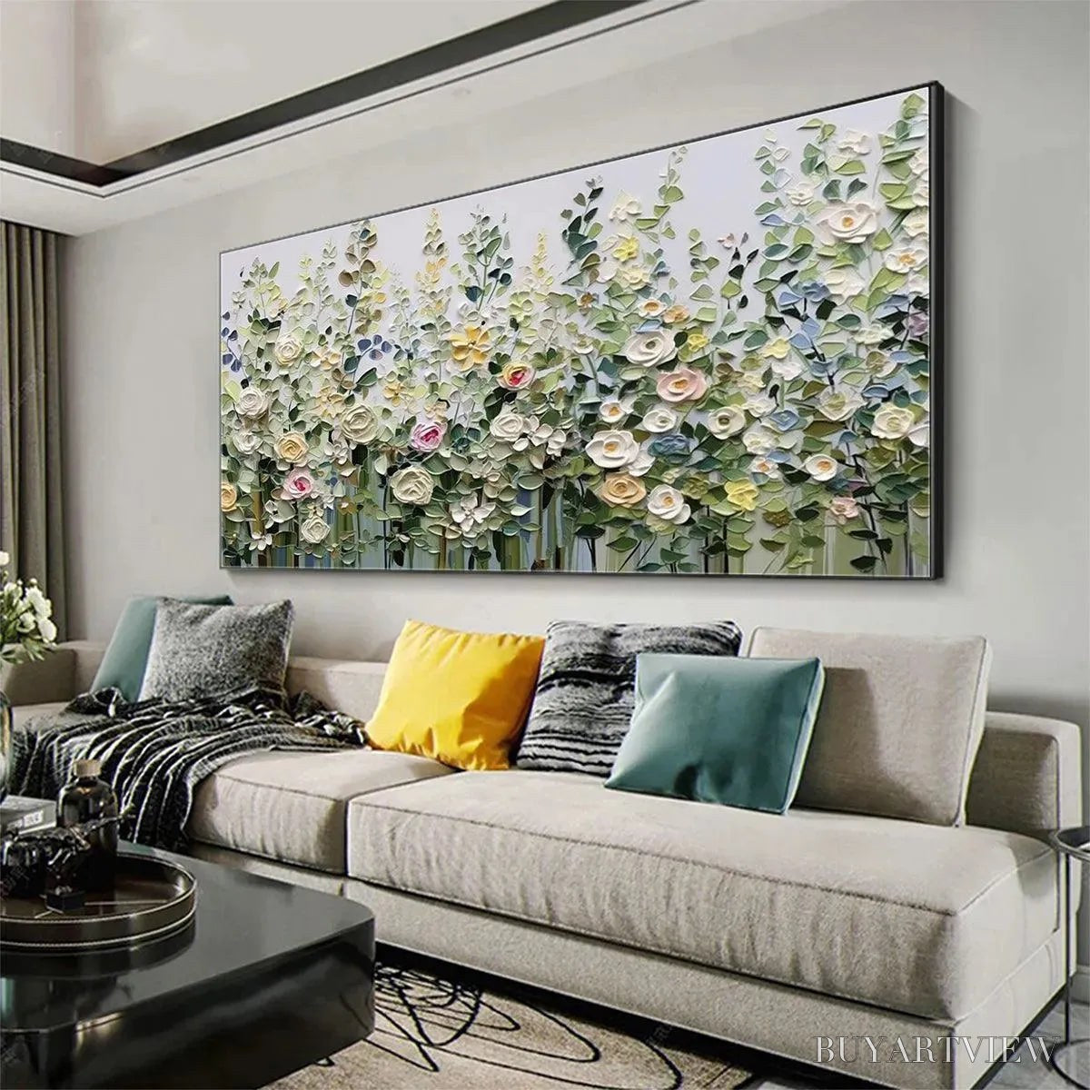 BUYARTVIEW Spring Meadow – Textured Impasto Floral Meadow Painting - image 5