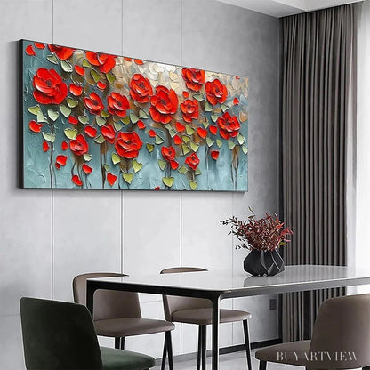 BUYARTVIEW Crimson Field – Textured Impasto Red Poppy Field Painting - image 5