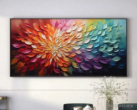 BUYARTVIEW Rainbow Petals – Textured Impasto Abstract Floral Painting in Rainbow Colors - image 2