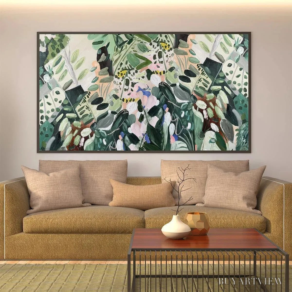 BUYARTVIEW Secret Garden – Panoramic Green Botanical Landscape Painting - image 2
