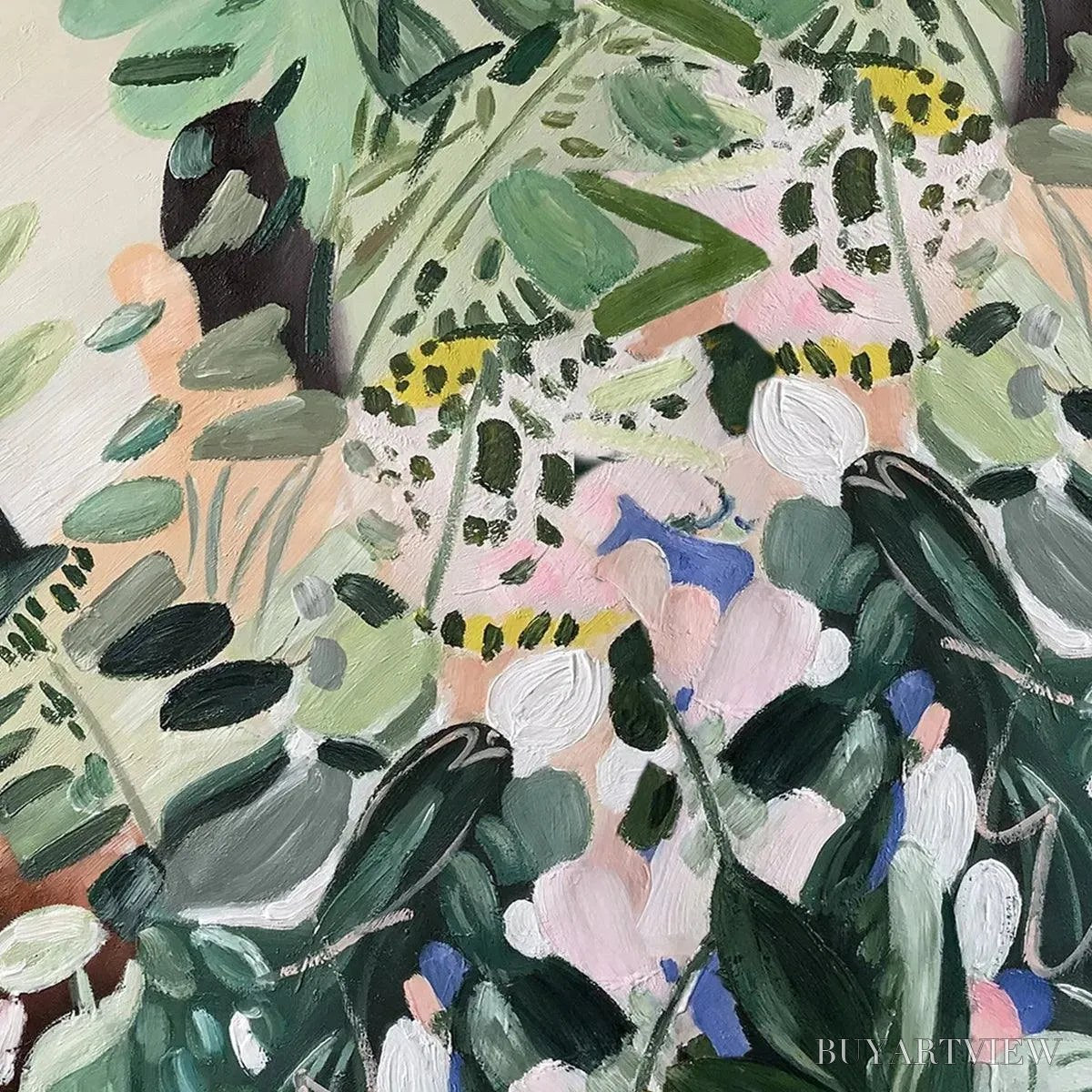 BUYARTVIEW Secret Garden – Panoramic Green Botanical Landscape Painting - image 3