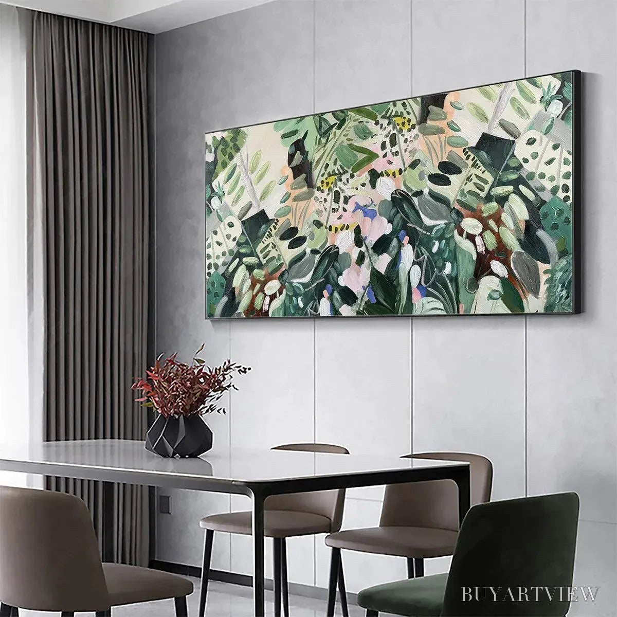 BUYARTVIEW Secret Garden – Panoramic Green Botanical Landscape Painting - image 4