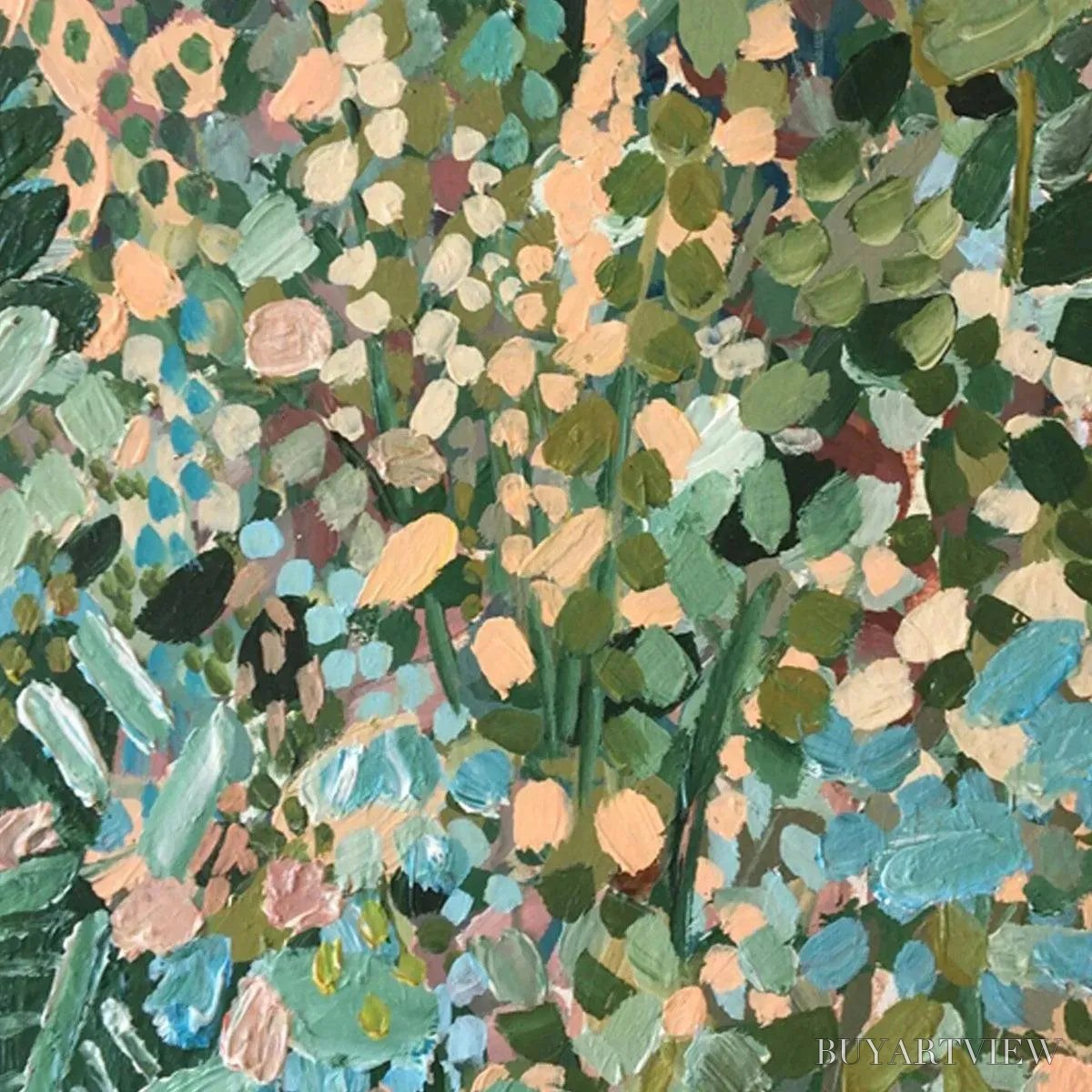 BUYARTVIEW Enchanted Garden – Vertical Abstract Floral Painting in Green, Blue, and Peach - image 5