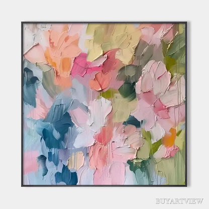 BUYARTVIEW Pastel Dream – Textured Abstract Floral Painting in Soft Pastel Colors - image 1