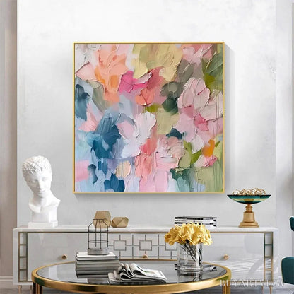 BUYARTVIEW Pastel Dream – Textured Abstract Floral Painting in Soft Pastel Colors - image 2
