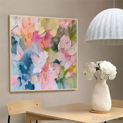 BUYARTVIEW Pastel Dream – Textured Abstract Floral Painting in Soft Pastel Colors - image 4