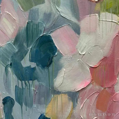 BUYARTVIEW Pastel Dream – Textured Abstract Floral Painting in Soft Pastel Colors - image 5