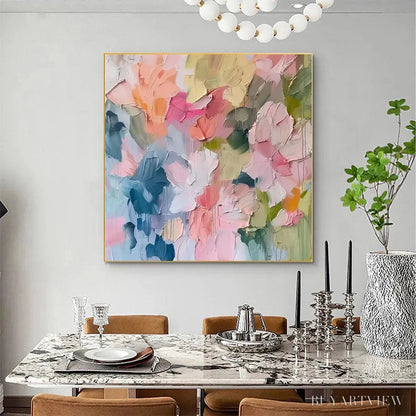 BUYARTVIEW Pastel Dream – Textured Abstract Floral Painting in Soft Pastel Colors - image 6