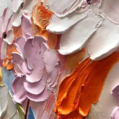 BUYARTVIEW Spring Bouquet – Textured Impasto Floral Painting in Pastel Rainbow Colors - image 3
