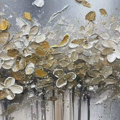 BUYARTVIEW Golden Drift – White and Gold Floral Abstract Painting - image 3