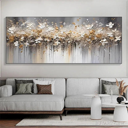 BUYARTVIEW Golden Drift – White and Gold Floral Abstract Painting - image 4