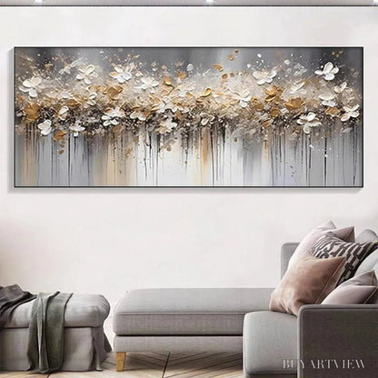 BUYARTVIEW Golden Drift – White and Gold Floral Abstract Painting - image 6