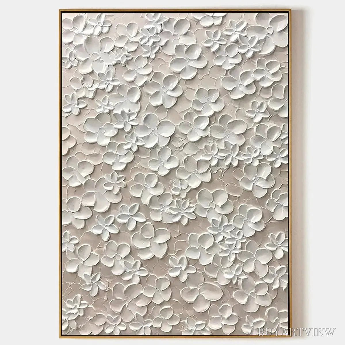 BUYARTVIEW Blanc Bloom – White Floral Impasto Painting - image 1