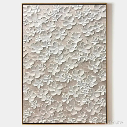 BUYARTVIEW Blanc Bloom – White Floral Impasto Painting - image 1