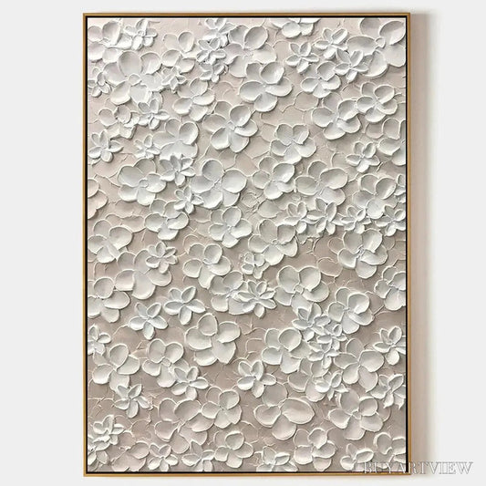BUYARTVIEW Blanc Bloom – White Floral Impasto Painting - image 1