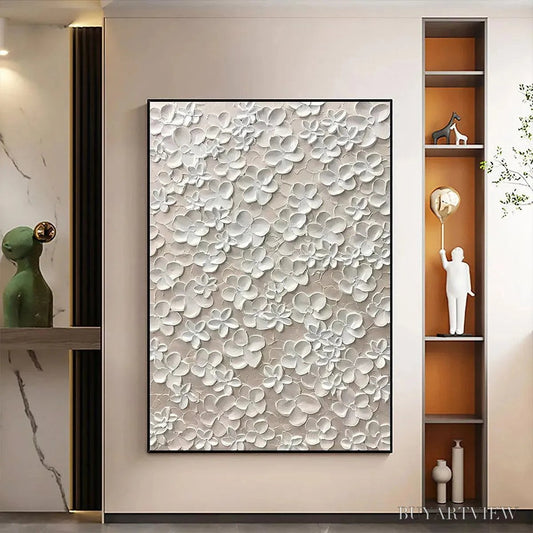 BUYARTVIEW Blanc Bloom – White Floral Impasto Painting - image 2