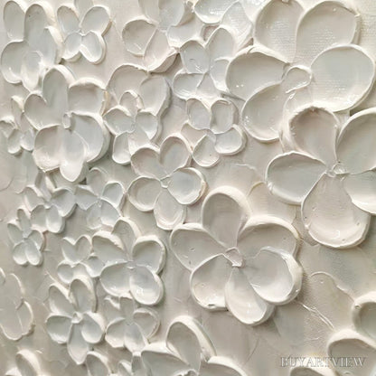 BUYARTVIEW Blanc Bloom – White Floral Impasto Painting - image 3