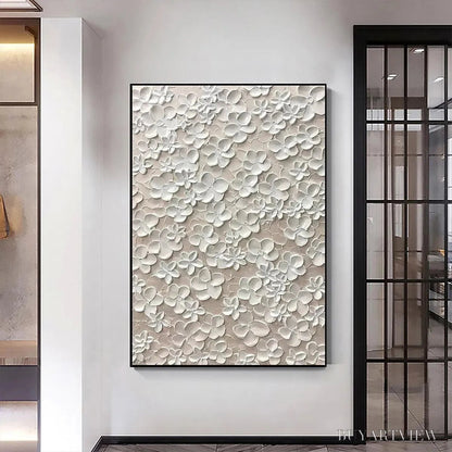 BUYARTVIEW Blanc Bloom – White Floral Impasto Painting - image 4