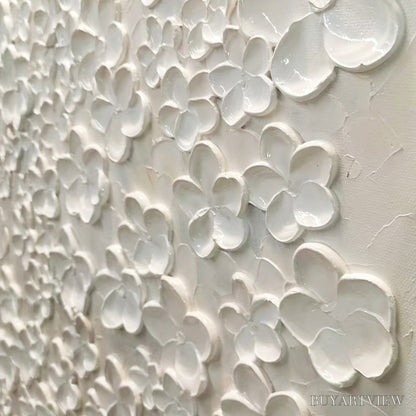 BUYARTVIEW Blanc Bloom – White Floral Impasto Painting - image 6