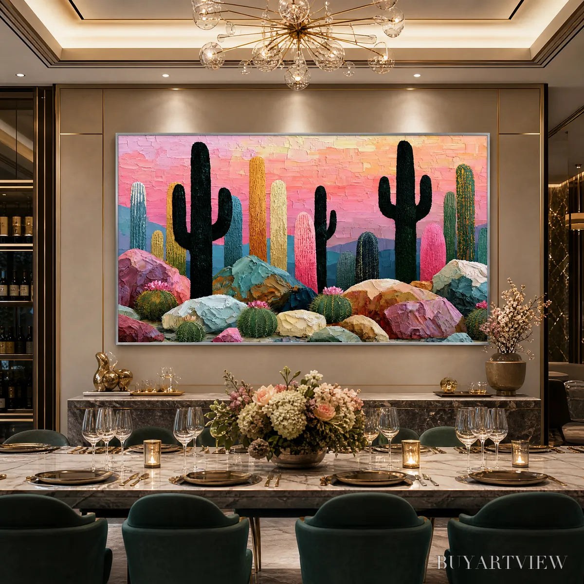 BUYARTVIEW Desert Dreamscape | Textured Impasto Cactus Landscape Painting - image 4