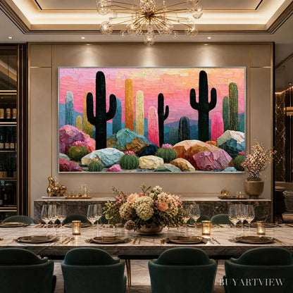 BUYARTVIEW Desert Dreamscape | Textured Impasto Cactus Landscape Painting - image 4
