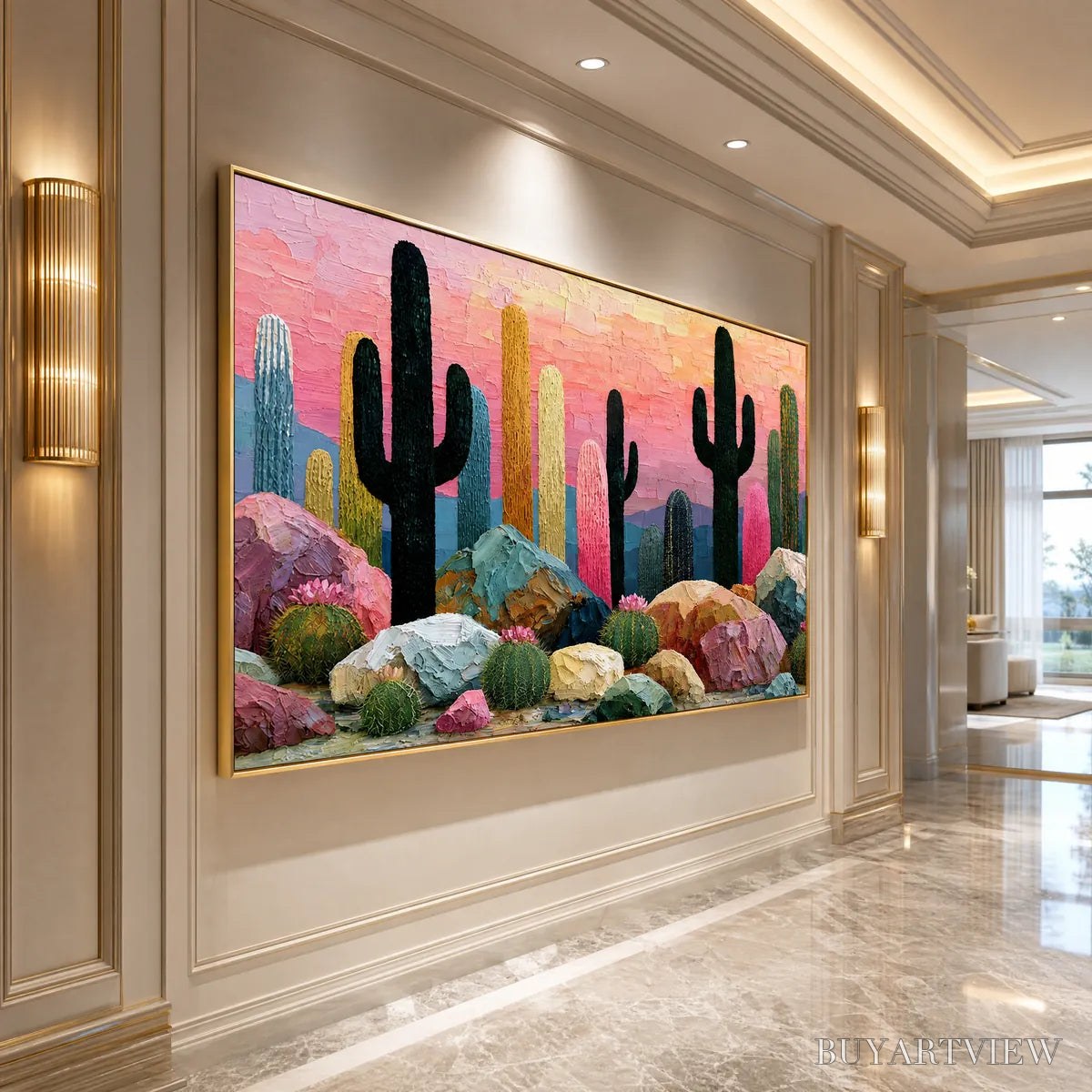 BUYARTVIEW Desert Dreamscape | Textured Impasto Cactus Landscape Painting - image 5