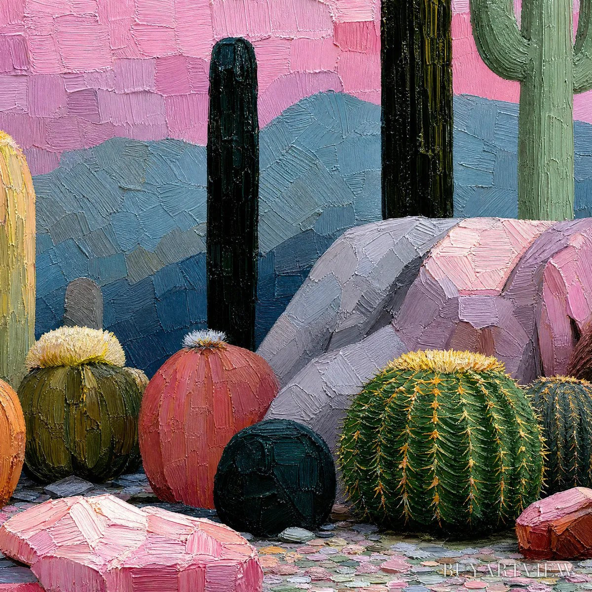 BUYARTVIEW Sonoran Dream Textured Cactus Landscape Oil Painting for Walls - image 3