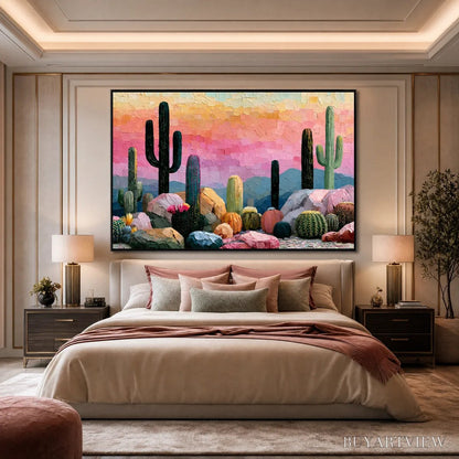 BUYARTVIEW Sonoran Dream Textured Cactus Landscape Oil Painting for Walls - image 6