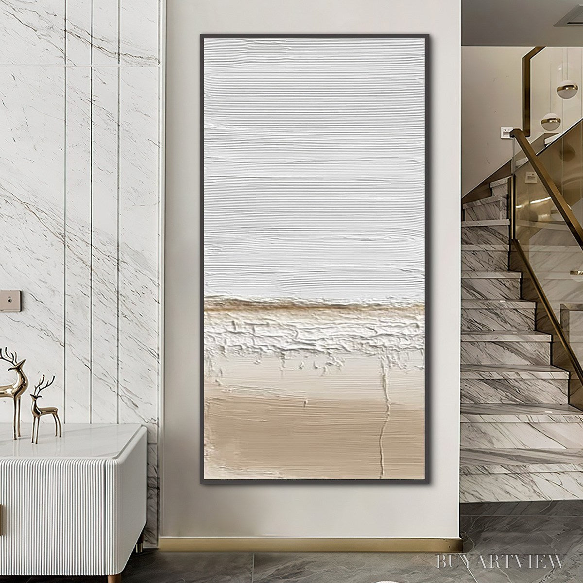BUYARTVIEW Earthen Horizon – Textured Wabi Sabi Abstract Landscape Painting - image 3