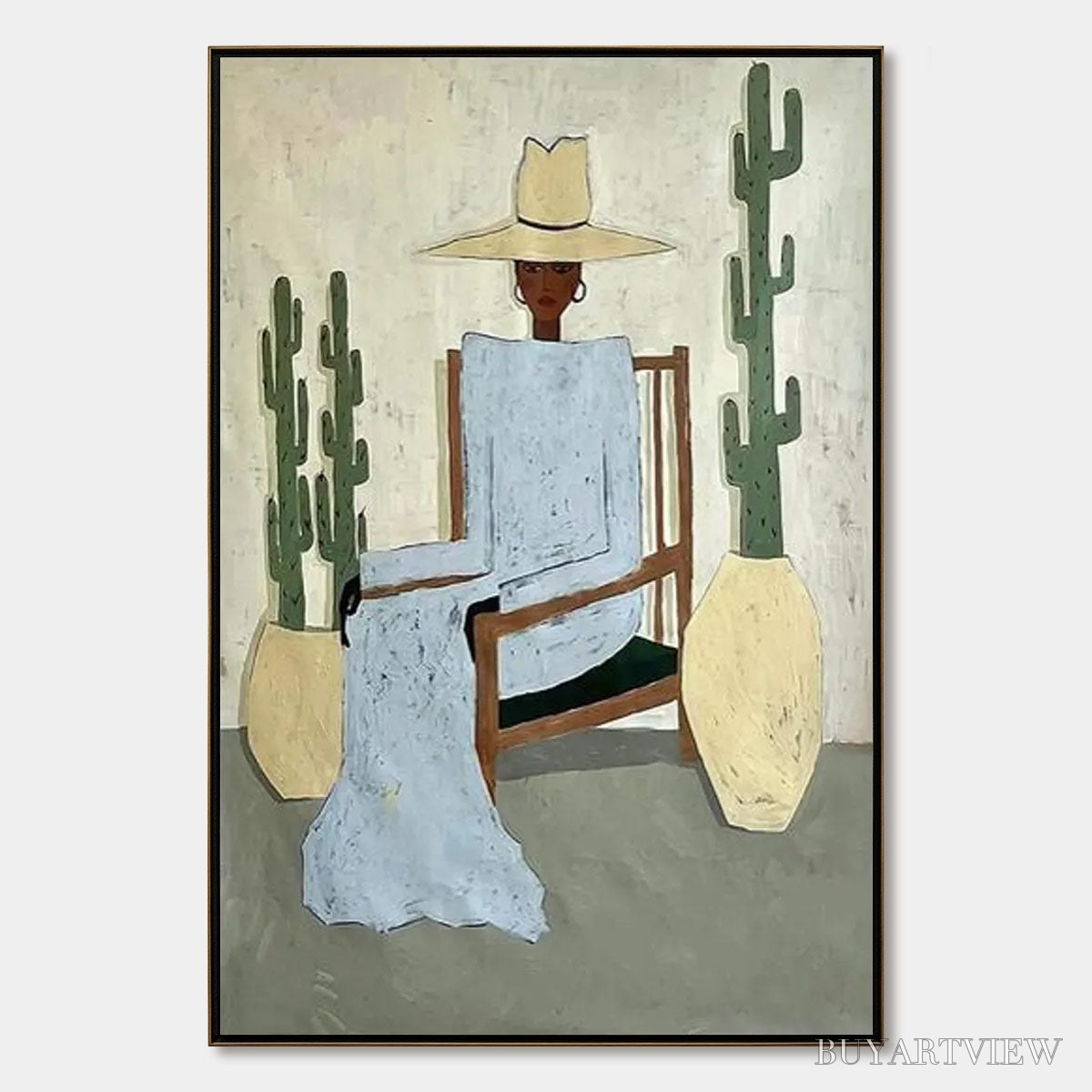 BUYARTVIEW Desert Poise – Minimalist Figurative Portrait Oil Painting - image 1
