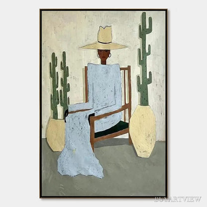 BUYARTVIEW Desert Poise – Minimalist Figurative Portrait Oil Painting - image 1