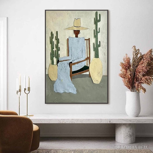 BUYARTVIEW Desert Poise – Minimalist Figurative Portrait Oil Painting - image 2