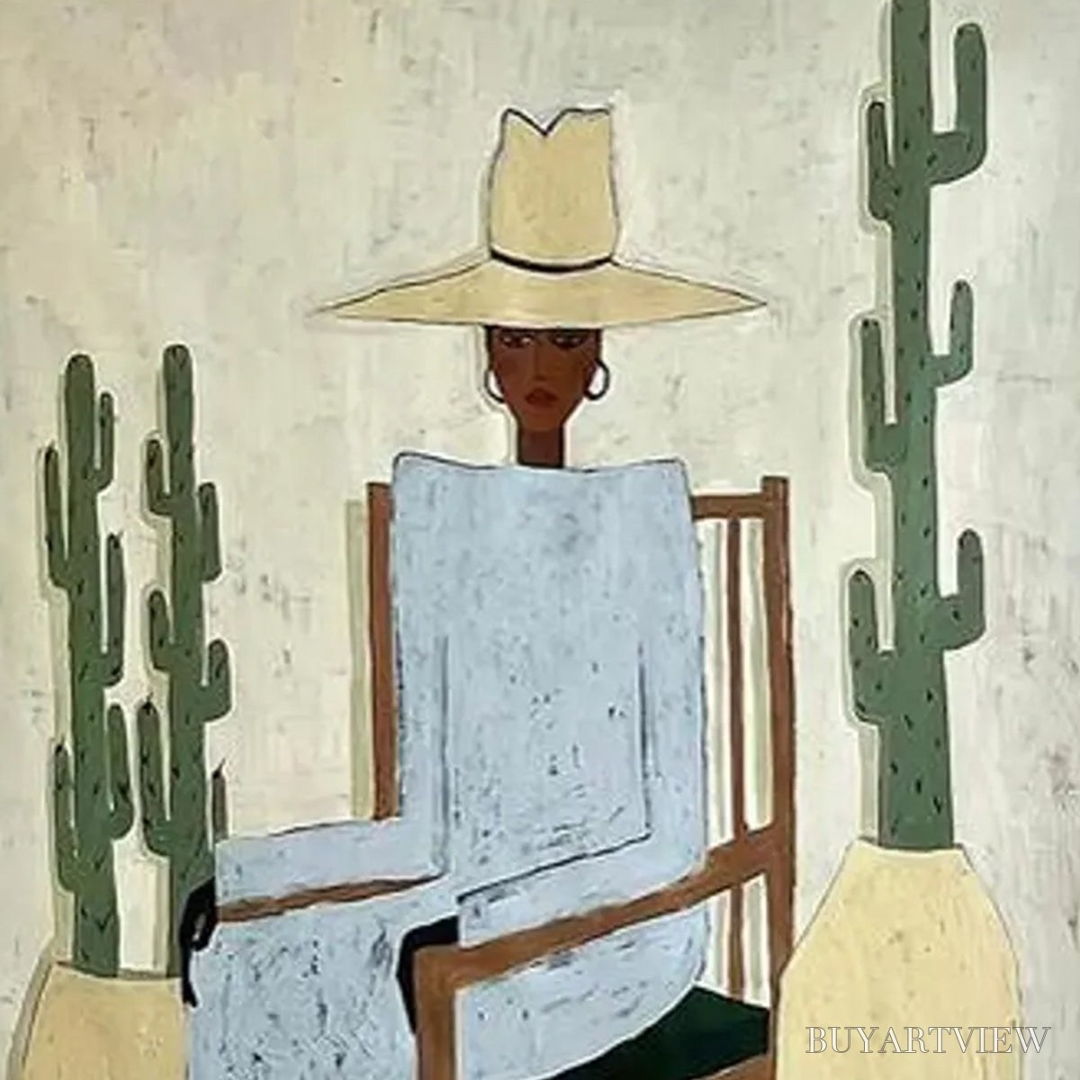 BUYARTVIEW Desert Poise – Minimalist Figurative Portrait Oil Painting - image 3