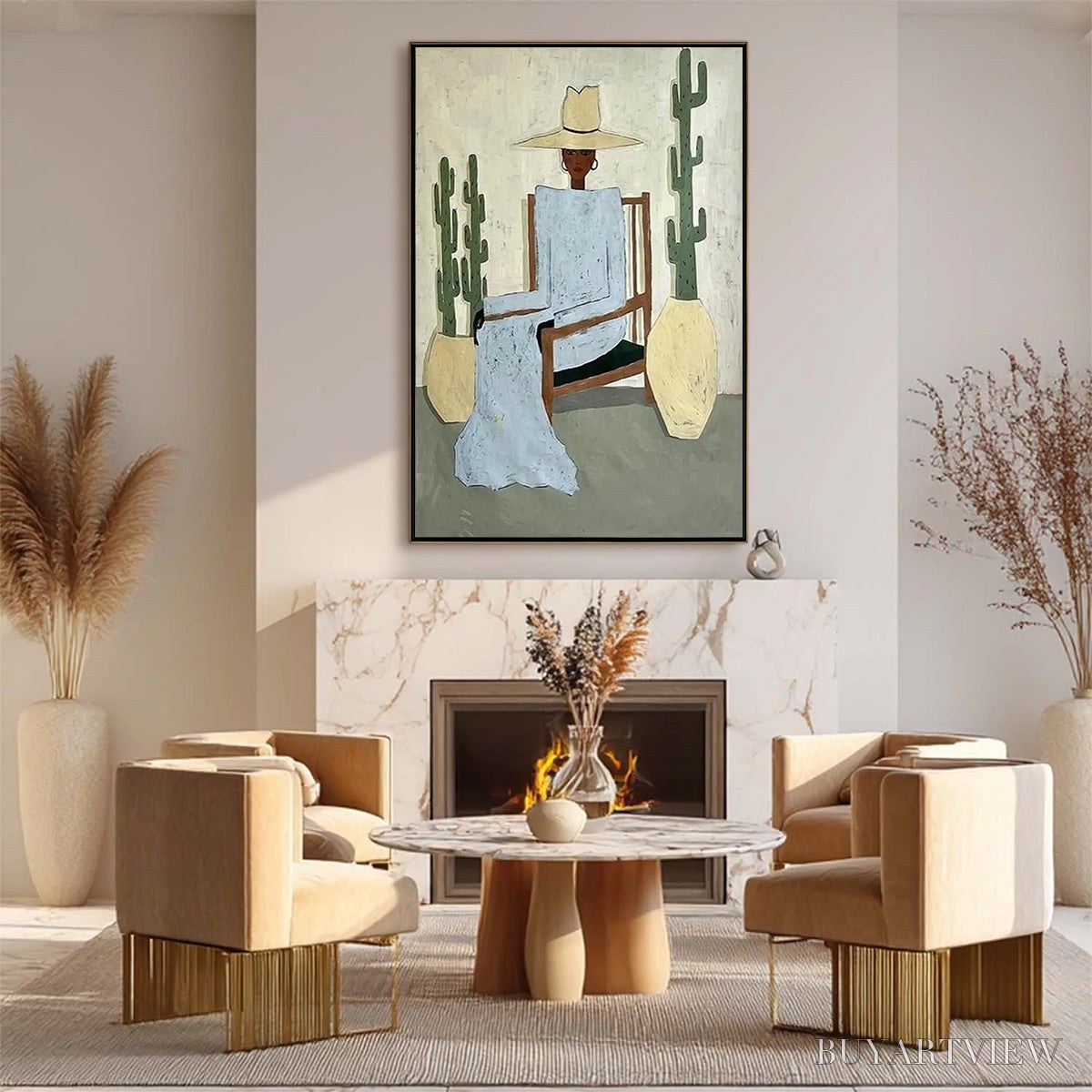 BUYARTVIEW Desert Poise – Minimalist Figurative Portrait Oil Painting - image 4