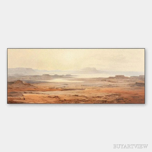 BUYARTVIEW Desert Mist Panoramic – Desert Landscape Painting, Panoramic , Minimalist Decor - image 1