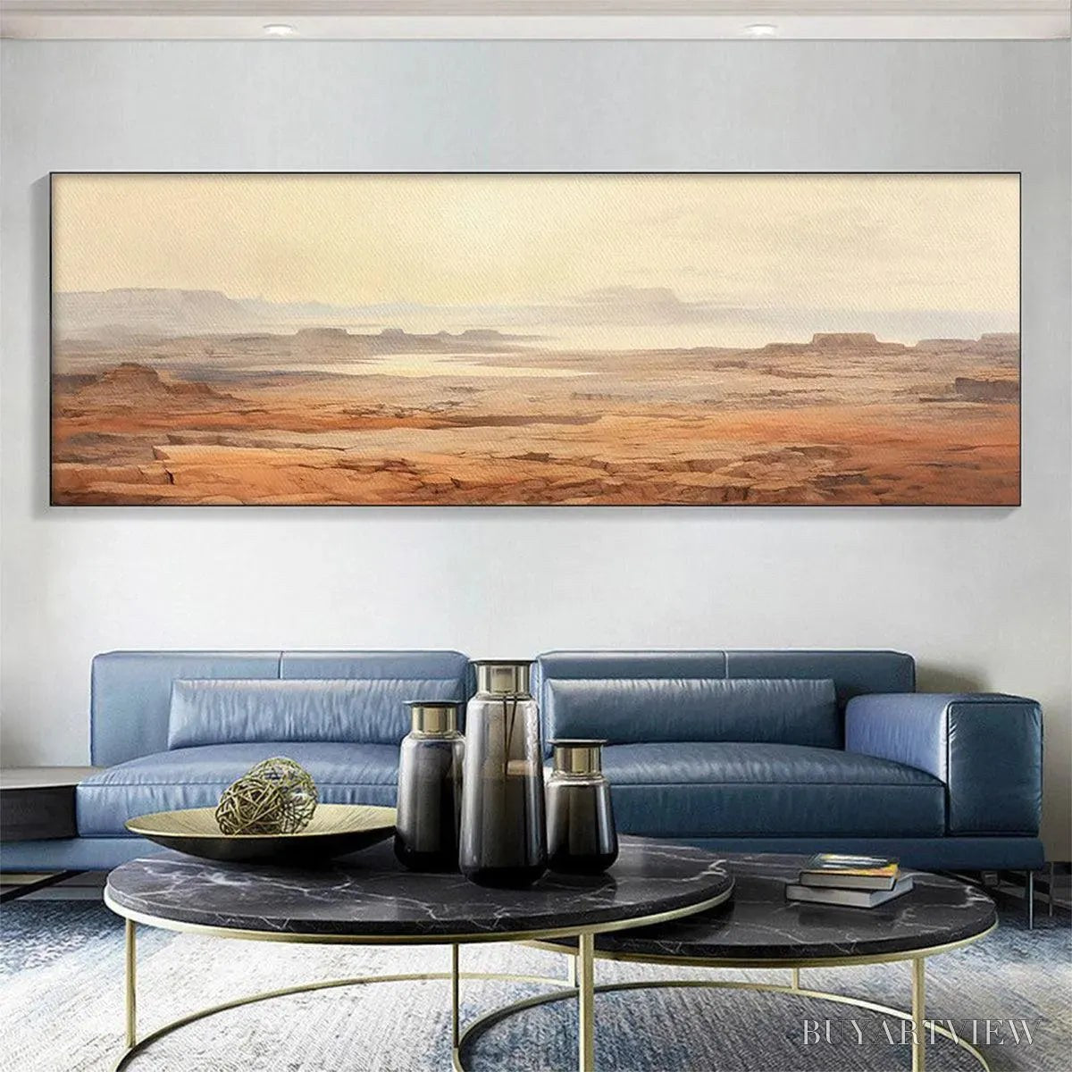 BUYARTVIEW Desert Mist Panoramic – Desert Landscape Painting, Panoramic , Minimalist Decor - image 2