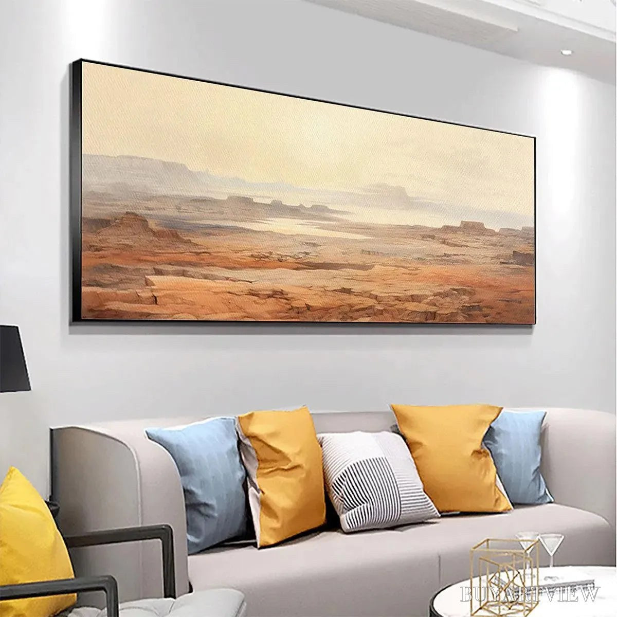 BUYARTVIEW Desert Mist Panoramic – Desert Landscape Painting, Panoramic , Minimalist Decor - image 5