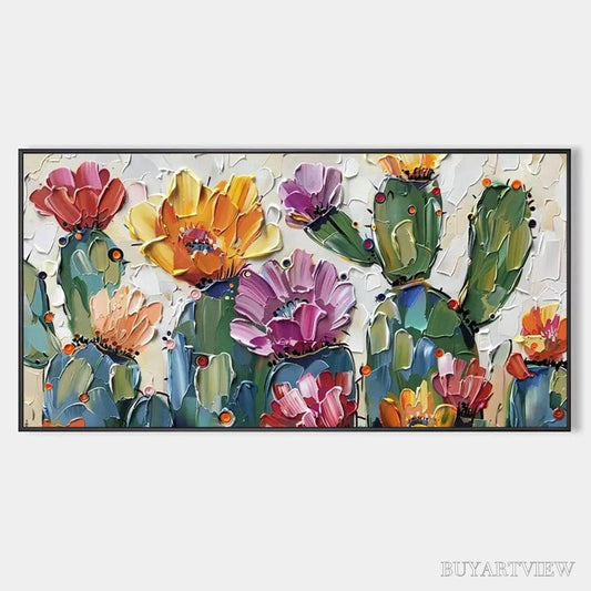 BUYARTVIEW Desert Garden – Textured Cactus Impasto Painting - image 1