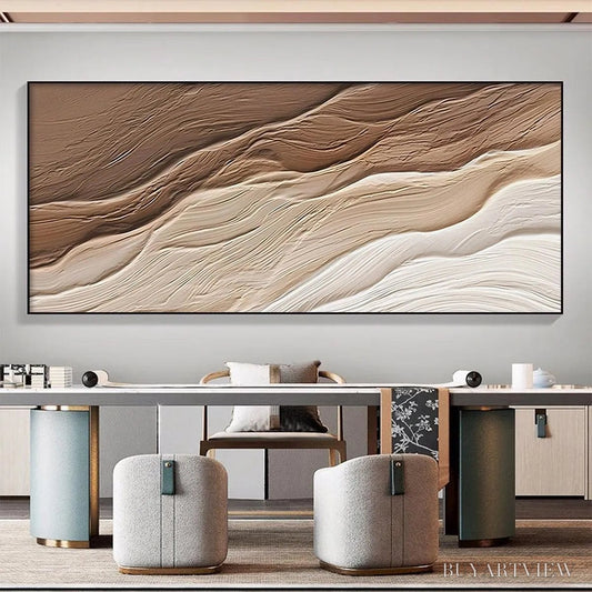 BUYARTVIEW Desert Flow – Textured Abstract Landscape Painting in Brown and Beige - image 2