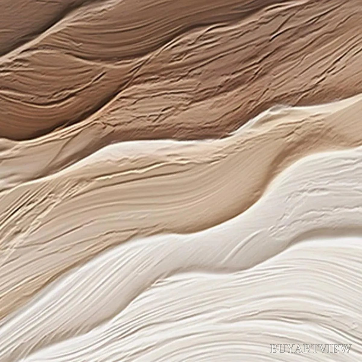 BUYARTVIEW Desert Flow – Textured Abstract Landscape Painting in Brown and Beige - image 3