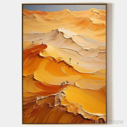 BUYARTVIEW Golden Dunes – Textured Orange Desert Landscape Impasto Painting - image 1