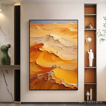BUYARTVIEW Golden Dunes – Textured Orange Desert Landscape Impasto Painting - image 2