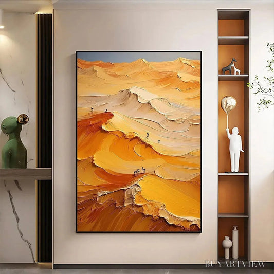 BUYARTVIEW Golden Dunes – Textured Orange Desert Landscape Impasto Painting - image 2