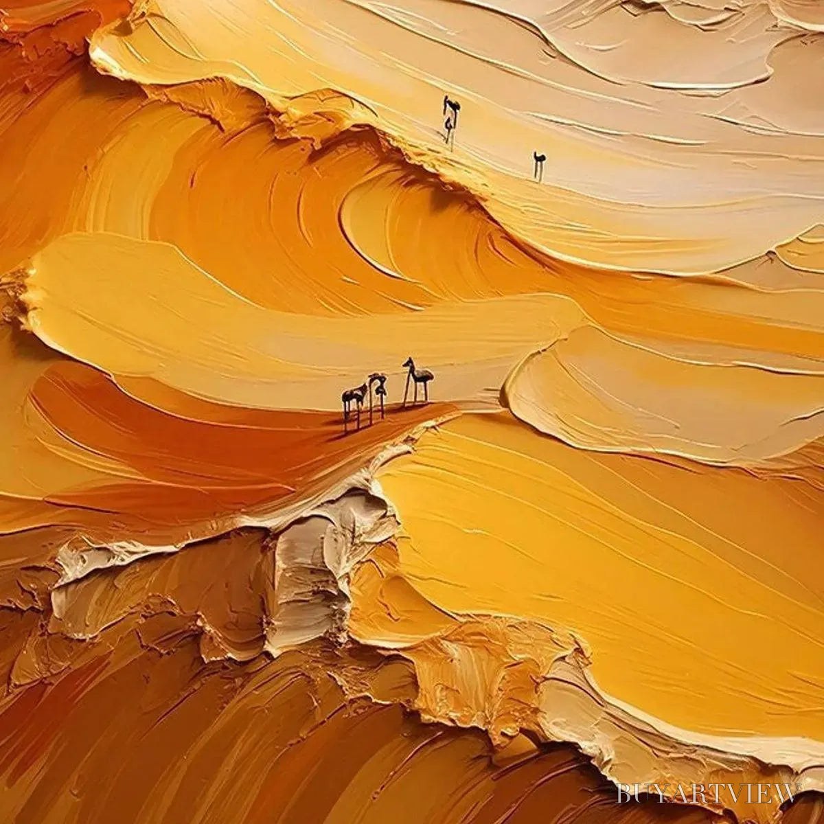 BUYARTVIEW Golden Dunes – Textured Orange Desert Landscape Impasto Painting - image 3