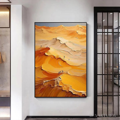 BUYARTVIEW Golden Dunes – Textured Orange Desert Landscape Impasto Painting - image 4