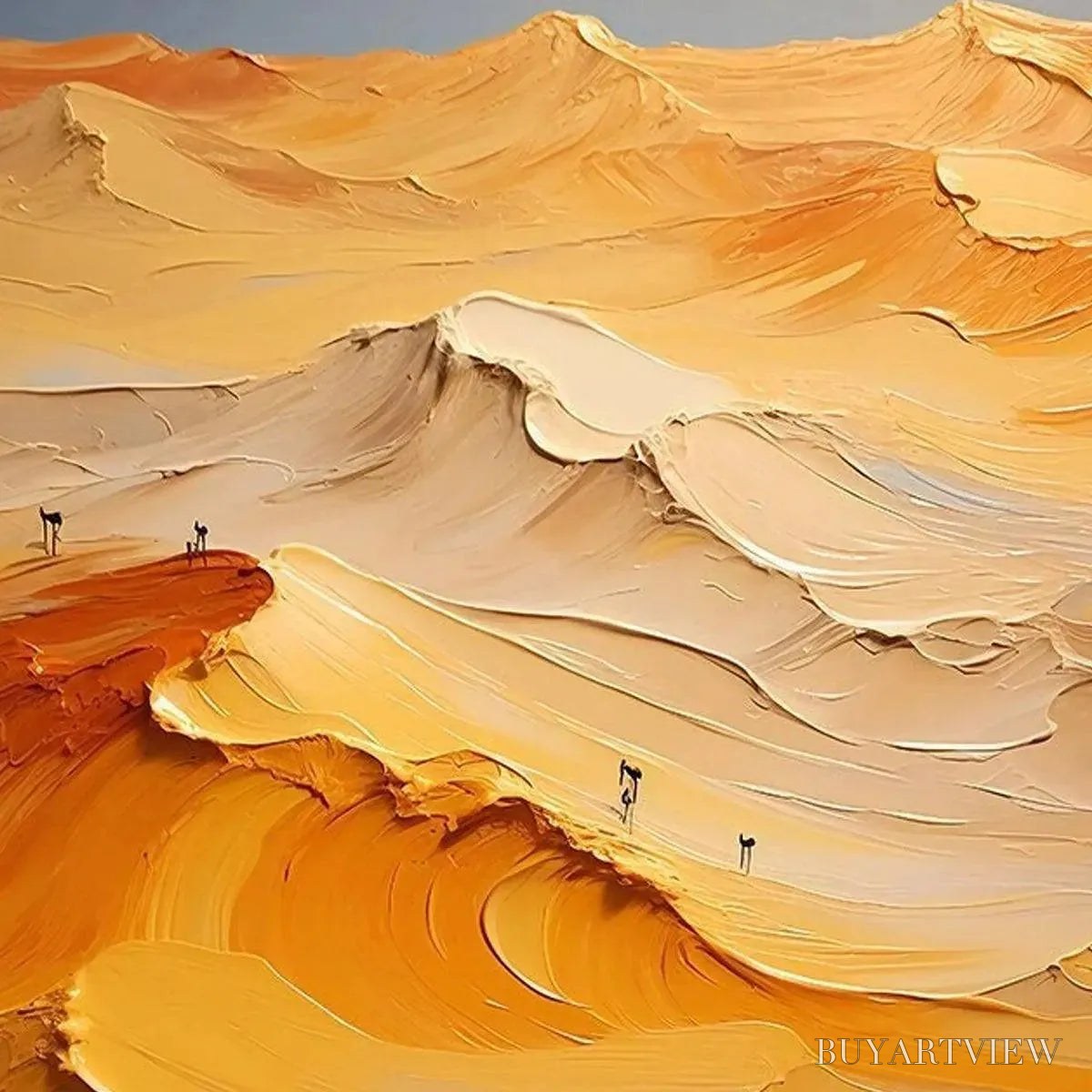BUYARTVIEW Golden Dunes – Textured Orange Desert Landscape Impasto Painting - image 5