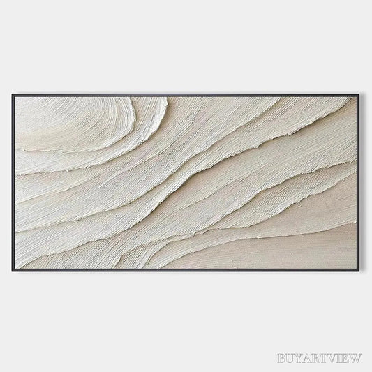 BUYARTVIEW Desert Flow – Beige Abstract Minimalist Textured Painting - image 1