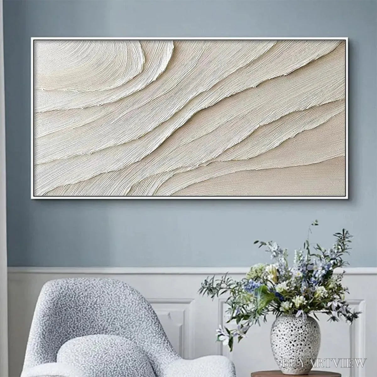 BUYARTVIEW Desert Flow – Beige Abstract Minimalist Textured Painting - image 2